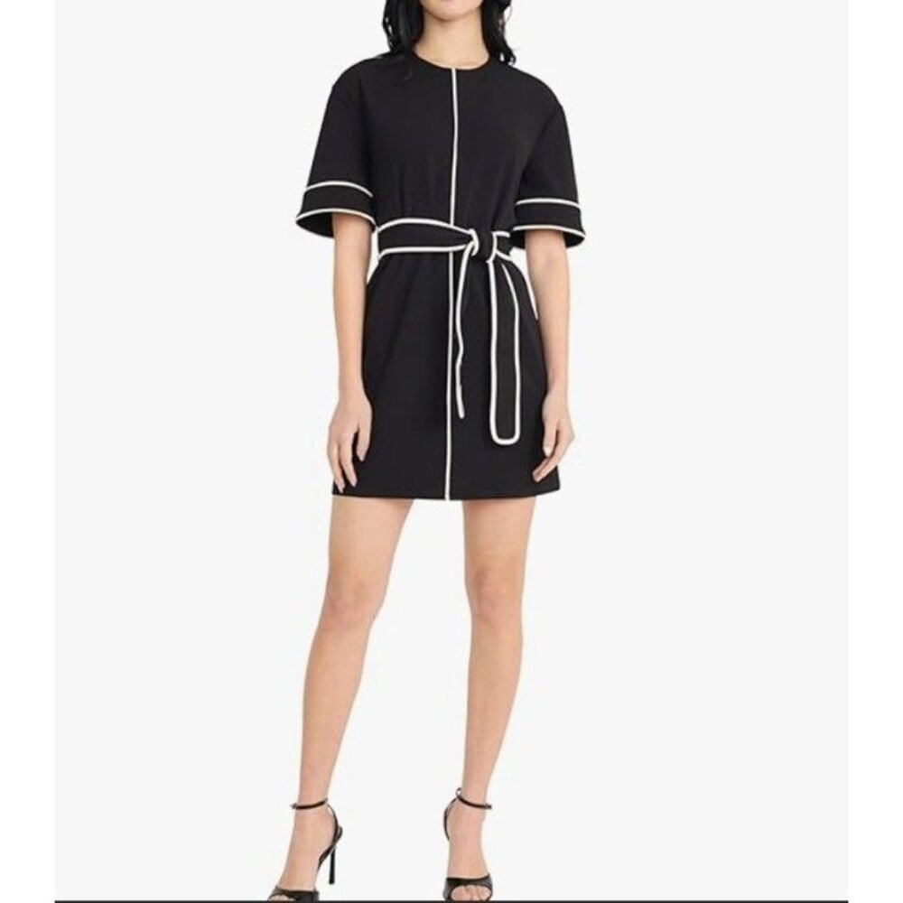 DONNA MORGAN WOMENS BELTED A-LINE DRESS BLACK XL  NWT - Picture 3 of 9